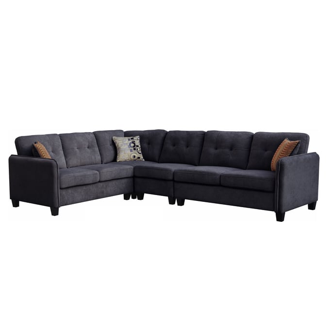 Lilola Home Archie Black Velvet Sectional LILO-83007