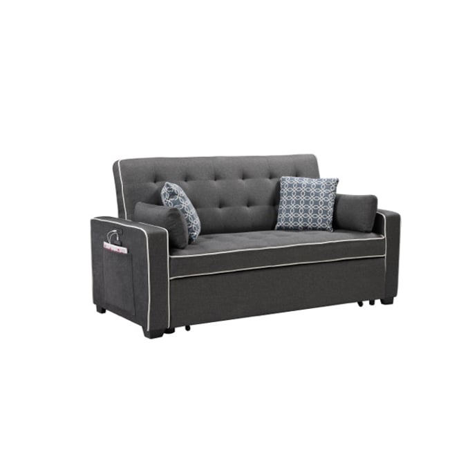 Lilola Home Cody Gray Fabric Sleeper Sofa with Pillows LILO-83013