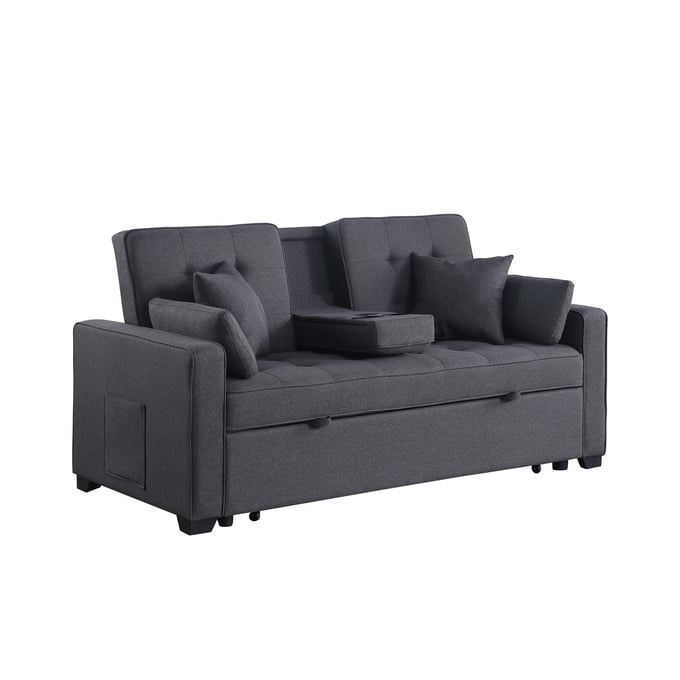 Lilola Home Cody II Dark Gray Linen Convertible Sleeper Loveseat LILO-83083