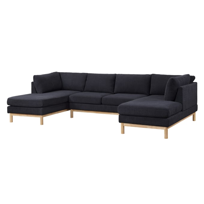 Lilola Home Hallie Black Wide Double Chaise Sectional LILO-83125