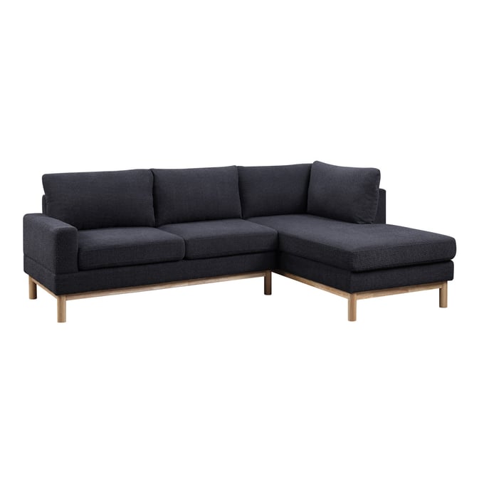 Lilola Home Anisa Black Sherpa Sectional Sofa with RAF Chaise LILO-83126