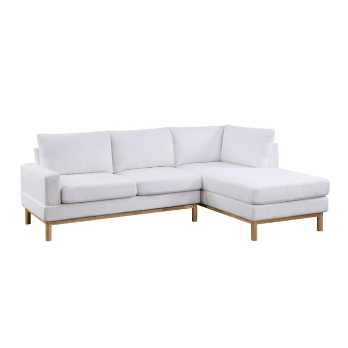 Lilola Home Anisa White Sherpa Sectional Sofa with RAF Chaise LILO-83127