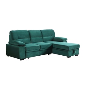 Lilola Home Kipling Green Reversible Sleeper Sofa Chaise Sectional