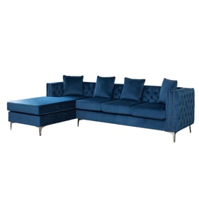 Lilola Home Ryan Deep Blue Velvet Reversible Sectional