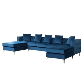 Lilola Home Ryan Deep Blue Double Chaise Sofa Sectional