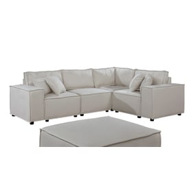 Lilola Home Melrose Beige Modular Sectional with Ottoman