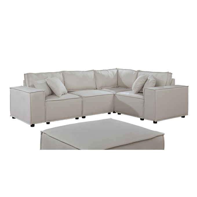 Lilola Home Melrose Beige Modular Sectional with Ottoman LILO-89116-4