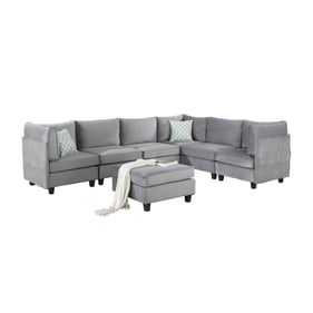 Lilola Home Simona Gray Velvet 7pc Sectional