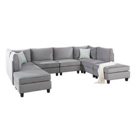 Lilola Home Simona Gray Velvet 8pc Sectional