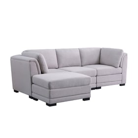 Lilola Home Kristin Light Gray Reversible Sectional with LAF Ottoman