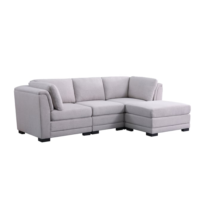 Lilola Home Kristin Light Gray Reversible Sectional with RAF Ottoman LILO-88020-4B