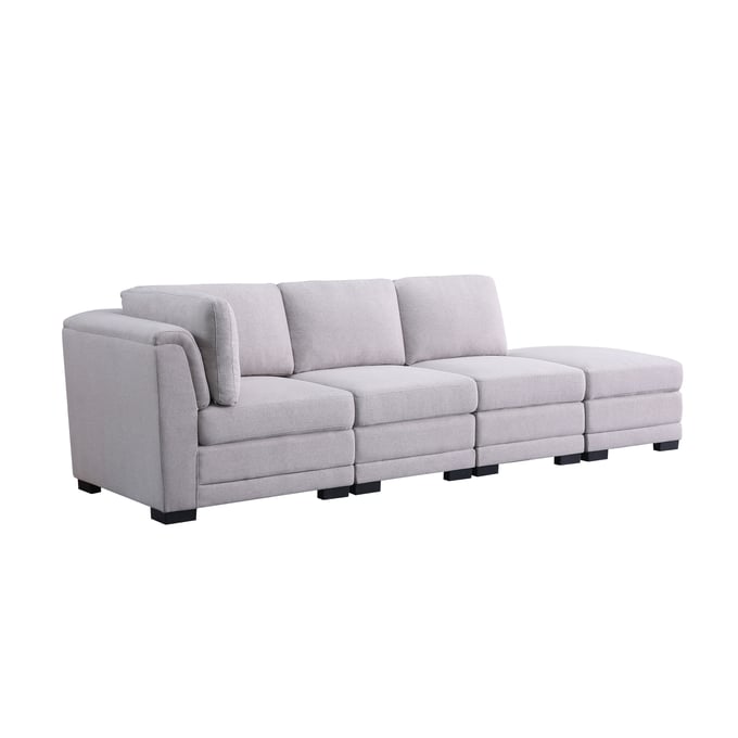 Lilola Home Kristin Light Gray Fabric Reversible Sofa with Ottoman LILO-88020-7A