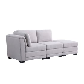 Lilola Home Kristin Light Gray Linen Reversible Sofa with Ottoman