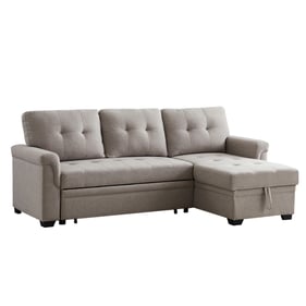 Lilola Home Destiny Light Gray Reversible Sleeper Sectional Sofa with Stora...