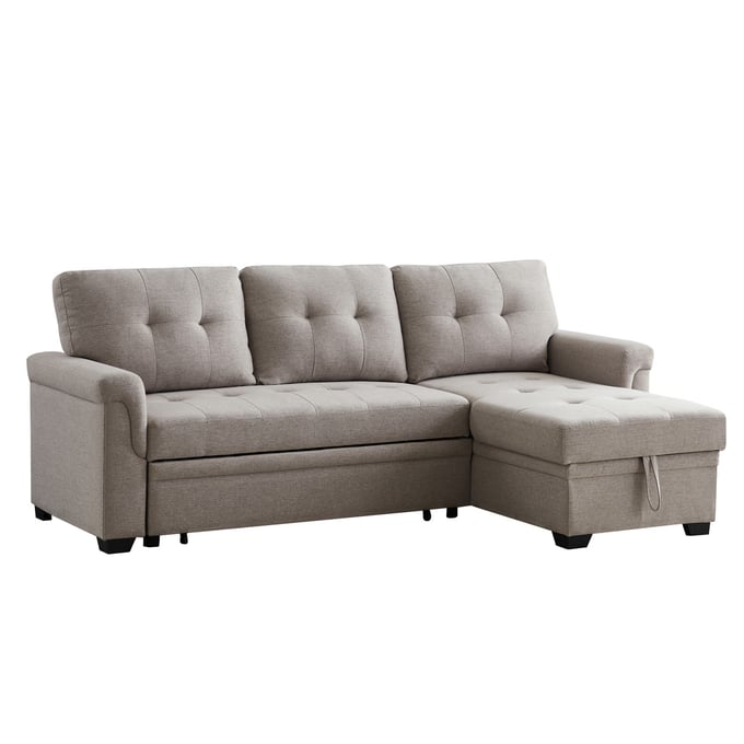 Lilola Home Destiny Light Gray Reversible Sleeper Sectional Sofa with Storage Chaise LILO-881340