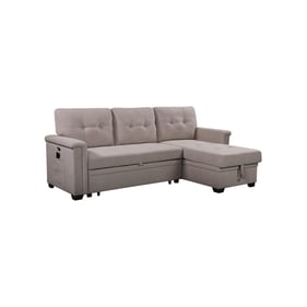 Lilola Home Nathan Light Gray Reversible Sleeper Sectional with Storage Cha...