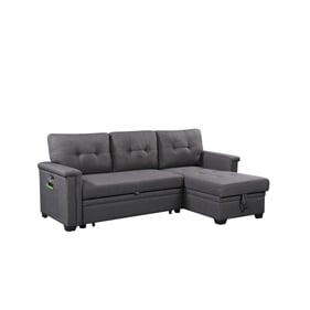 Lilola Home Nathan Dark Gray Reversible Sleeper Sectional with Storage Chai...