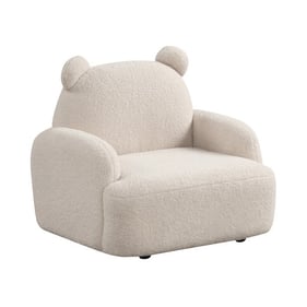 Lilola Home Raelynn Beige Teddy Velvet Bear Shaped Kids Armchair