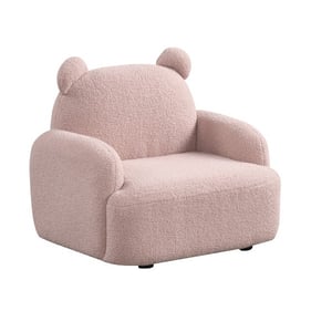 Lilola Home Raelynn Pink Teddy Velvet Bear Shaped Kids Armchair