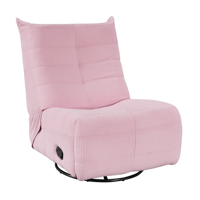 Lilola Home Georgena Pink Corduroy Swivel Glider Recliner LILO-88850