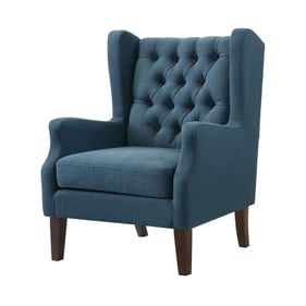 Lilola Home Irwin Blue Linen Button Tufted Wingback Chair