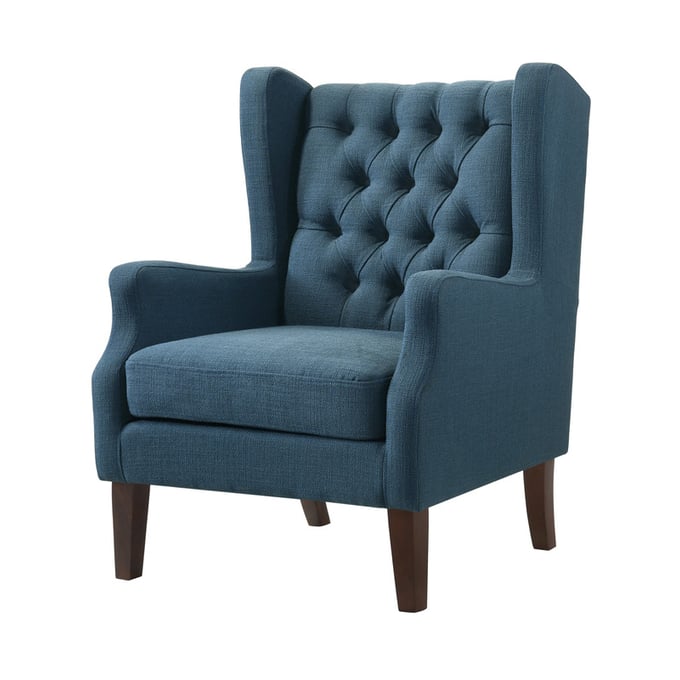 Lilola Home Irwin Blue Linen Button Tufted Wingback Chair LILO-88862BU