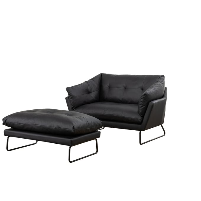 Lilola Home Karla Black PU Loveseat and Ottoman LILO-88863BK