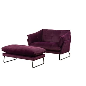 Lilola Home Karla Purple Velvet Loveseat and Ottoman