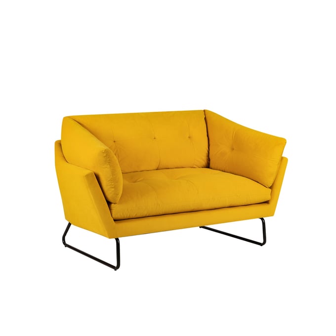 Lilola Home Karla Yellow Velvet Loveseat LILO-88864YW-L