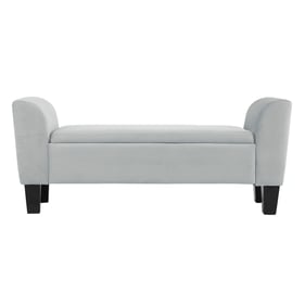 Lilola Home Mila Gray Velvet Ottoman Bench with Storage