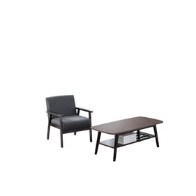 Lilola Home Bahamas Dark Gray Espresso Coffee Table and Chair Set