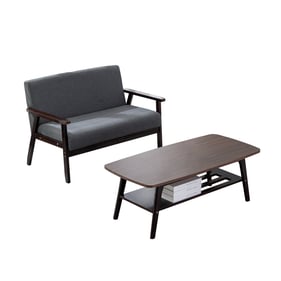 Lilola Home Bahamas Dark Gray Espresso Coffee Table and Loveseat Set