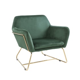 Lilola Home Keira Green Velvet Accent Chair with Metal Base