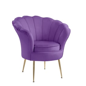 Lilola Home Angelina Purple Velvet Accent Chair with Metal Legs