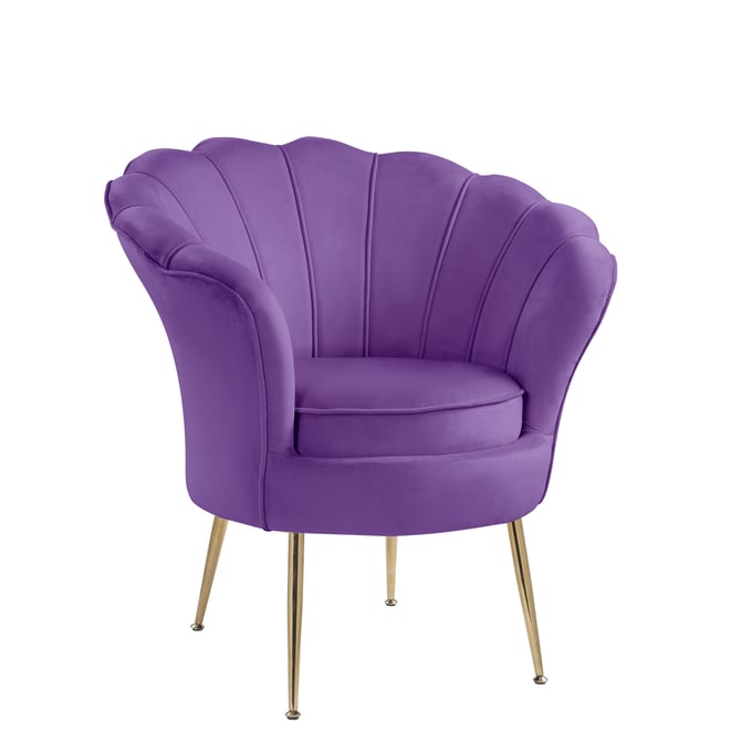 Lilola Home Angelina Purple Velvet Accent Chair with Metal Legs LILO-88880PE