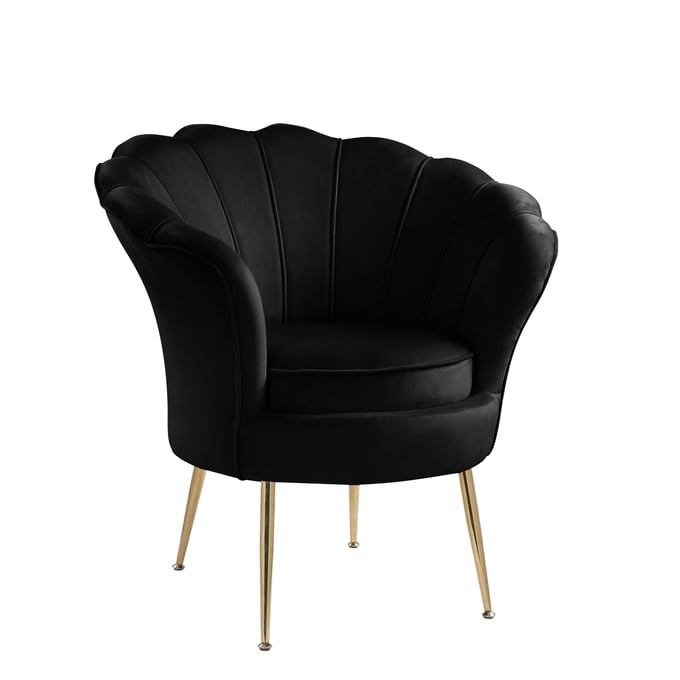 Lilola Home Angelina Black Velvet Accent Chair with Metal Legs LILO-88881