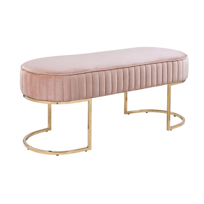 2 Lilola Home Julianne Pink Velvet Benches LILO-88886