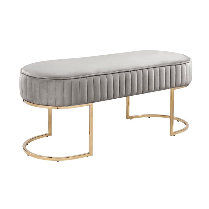 2 Lilola Home Julianne Gray Velvet Benches LILO-88887