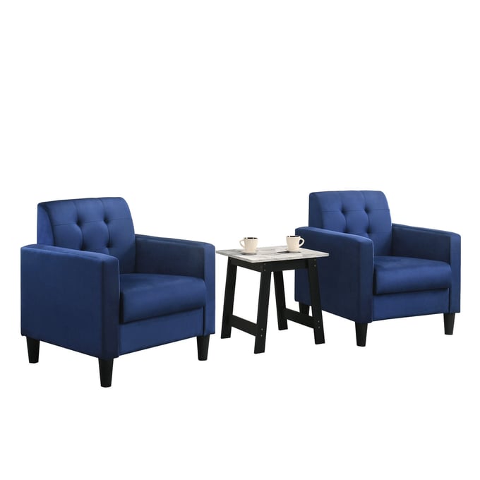 Lilola Home Hale Blue 3pc Living Room Set LILO-89005BU-SET