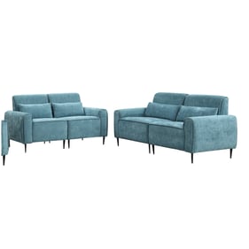 Lilola Home Valentina Blue Chenille 2pc Living Room Set