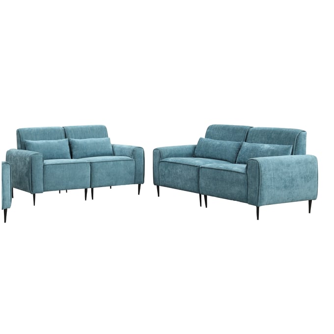 Lilola Home Valentina Blue Chenille 2pc Living Room Set LILO-89118-SL