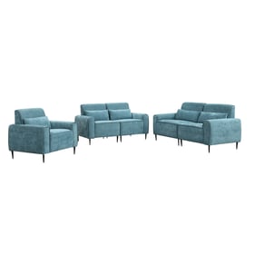 Lilola Home Valentina Blue Chenille 3pc Living Room Set