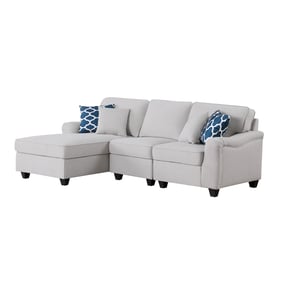 Lilola Home Leo Light Gray Linen 3pc Sectional Sofa LAF Chaise