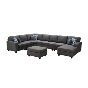 Lilola Home Faith Dark Gray L Shape Modular 8pc Sectional