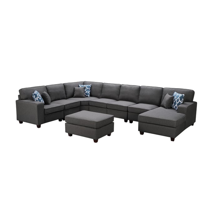 Lilola Home Faith Dark Gray L Shape Modular 8pc Sectional LILO-889122-4