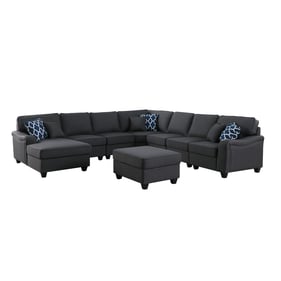 Lilola Home Leo Dark Gray Linen 8pc Modular L Shape Sectional with Sofa LAF...