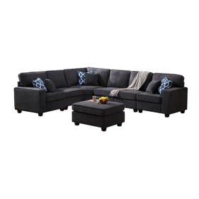 Lilola Home Jocelyn Dark Gray Woven 7pc Sectional with Ottoman