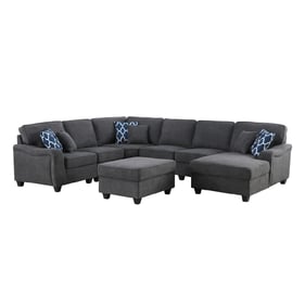 Lilola Home Leo Dark Gray Woven 7pc Modular L Shape Sectional Sofa Chaise a...