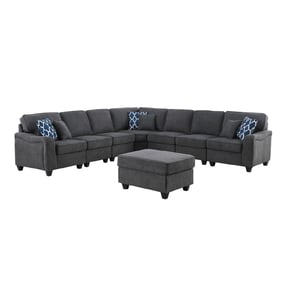 Lilola Home Leo Dark Gray Woven 8pc Modular L Shape Sectional Sofa and Otto...