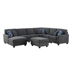 Lilola Home Leo Dark Gray Woven 7pc Modular L Shape Sectional with Sofa LAF...